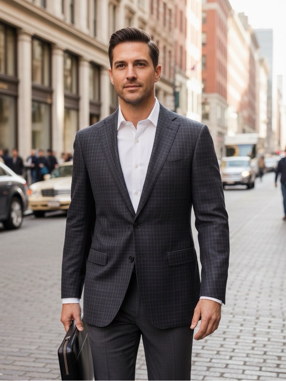 Ted Baker London Men's Wool Gray/Brown Plaid Blazer Jacket Two Button Size 40 T